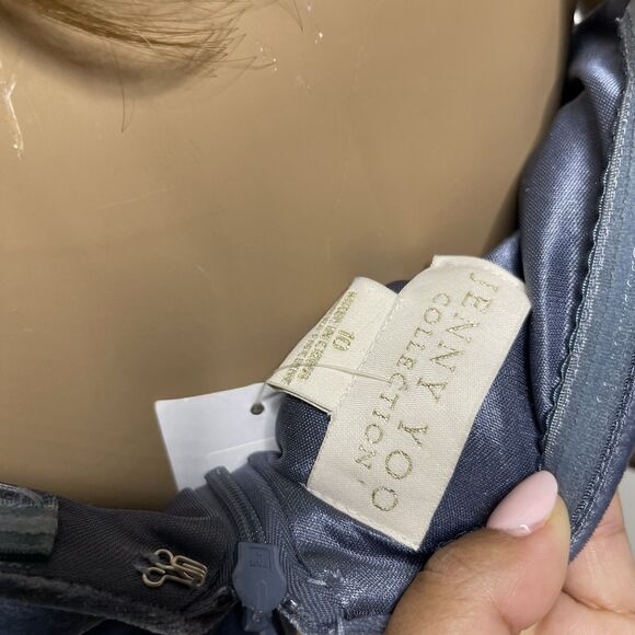 BHLDN Jenny Yoo Evening Dress Sz 10 Long Issa Blue Velvet Off Shoulder Gown $290 - Picture 10 of 16